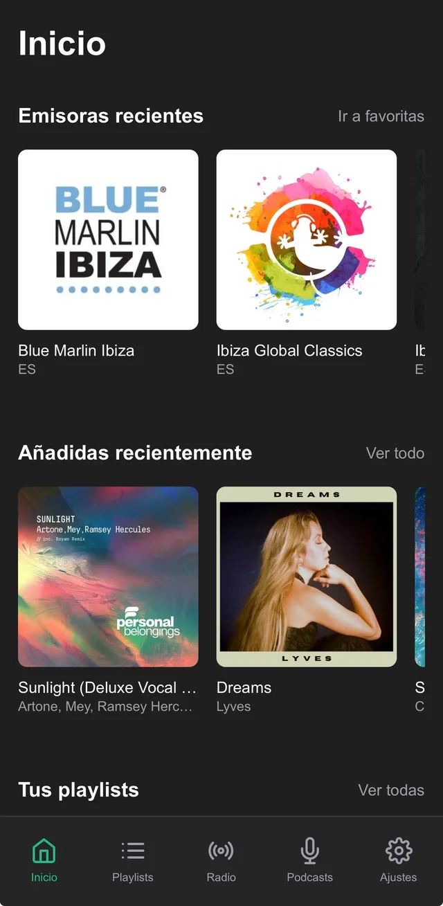 Pantalla de inicio de Cloudmusicpoint